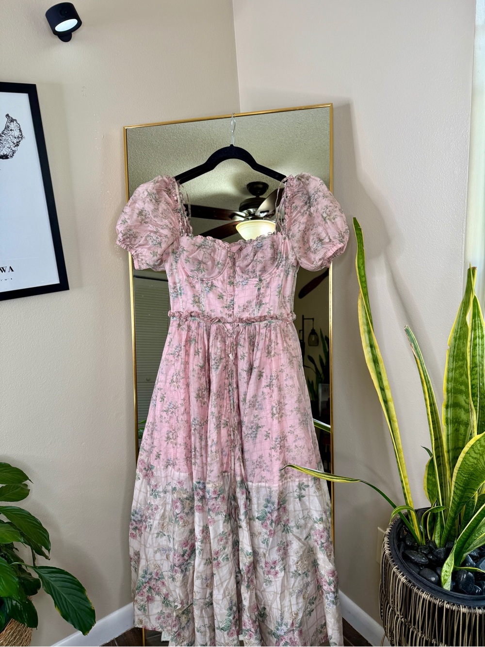 HOUSE OF CB 'Penelope' Pink Floral Chiffon Midi Dress NWOT - Picture 5 of 7